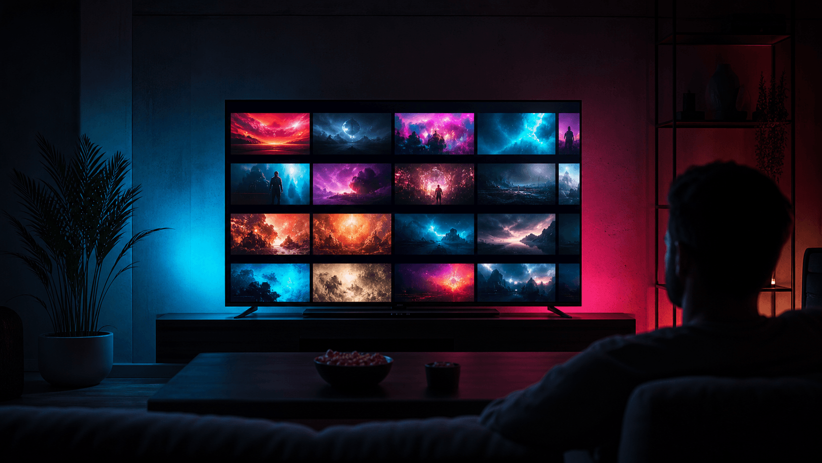 Cinematic streamingweergave op een groot scherm